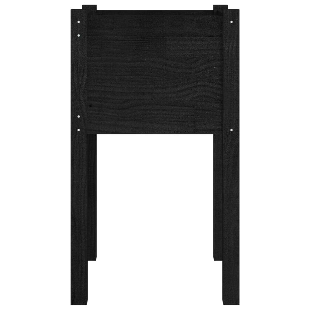 vidaXL Garden Planters 2 pcs Black 15.7"x15.7"x27.6" Solid Wood Pine-15