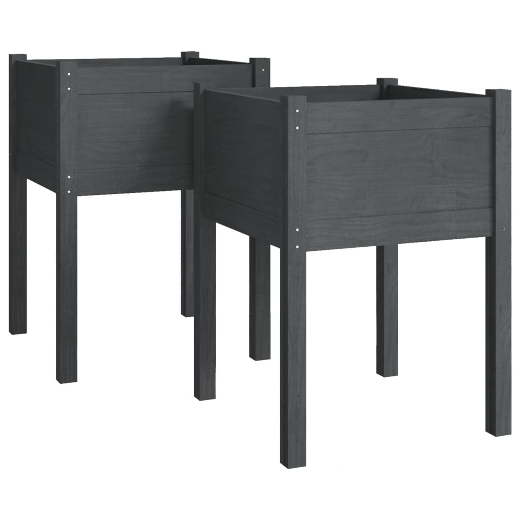 vidaXL Garden Planter Black 19.7"x19.7"x27.6" Solid Wood Pine-13