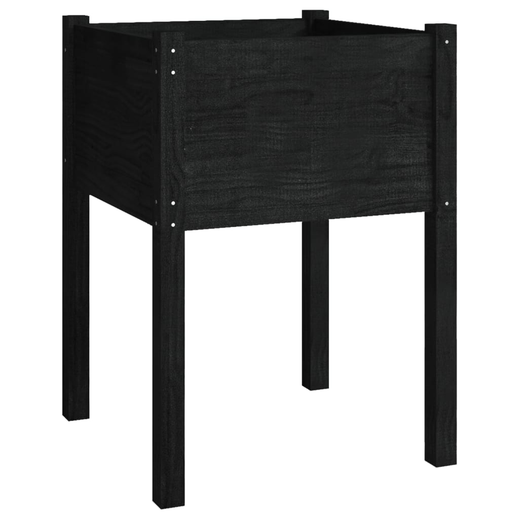 vidaXL Garden Planter Black 19.7"x19.7"x27.6" Solid Wood Pine-1