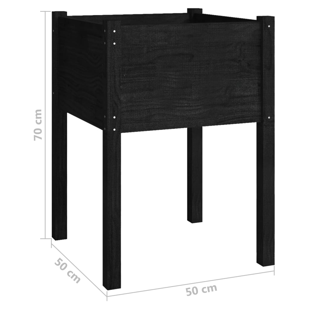 vidaXL Garden Planter Black 19.7"x19.7"x27.6" Solid Wood Pine-49