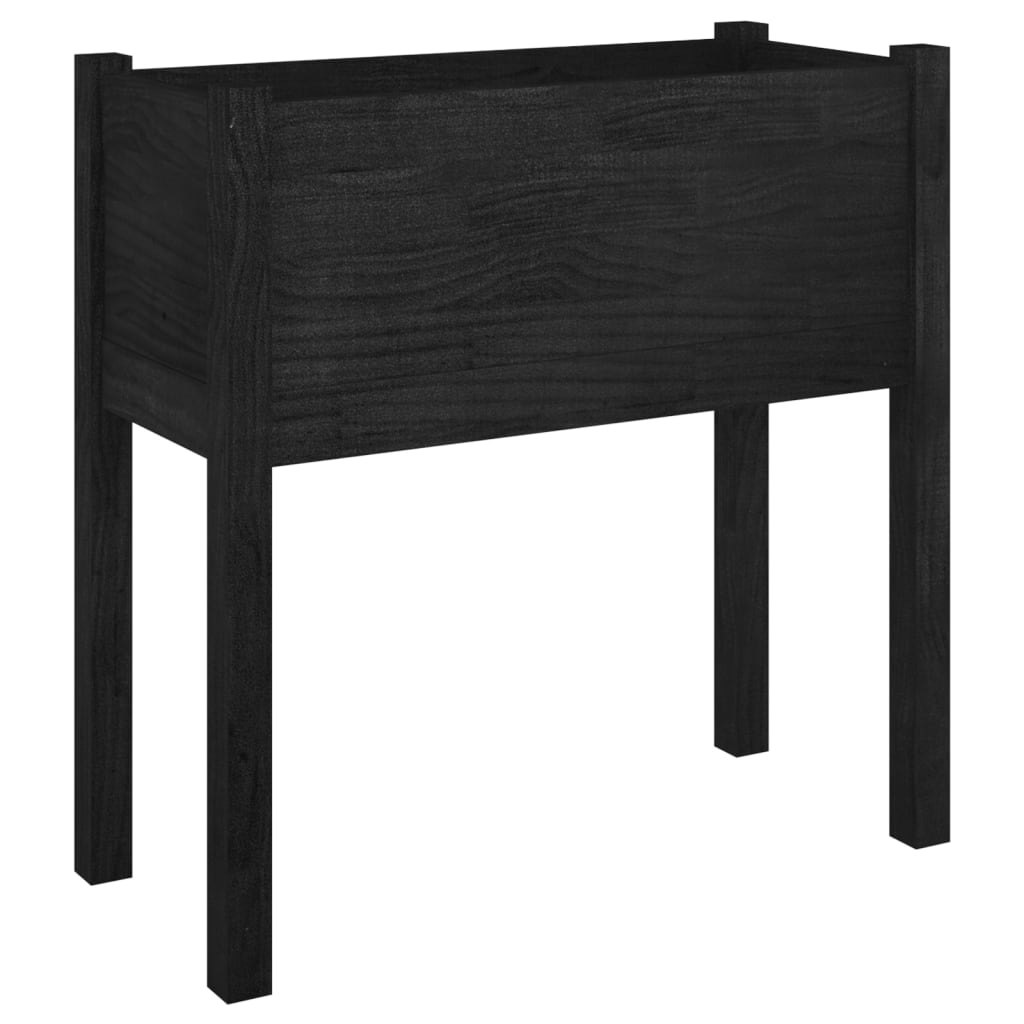 vidaXL Garden Planter Black 27.6"x12.2"x27.6" Solid Wood Pine-10