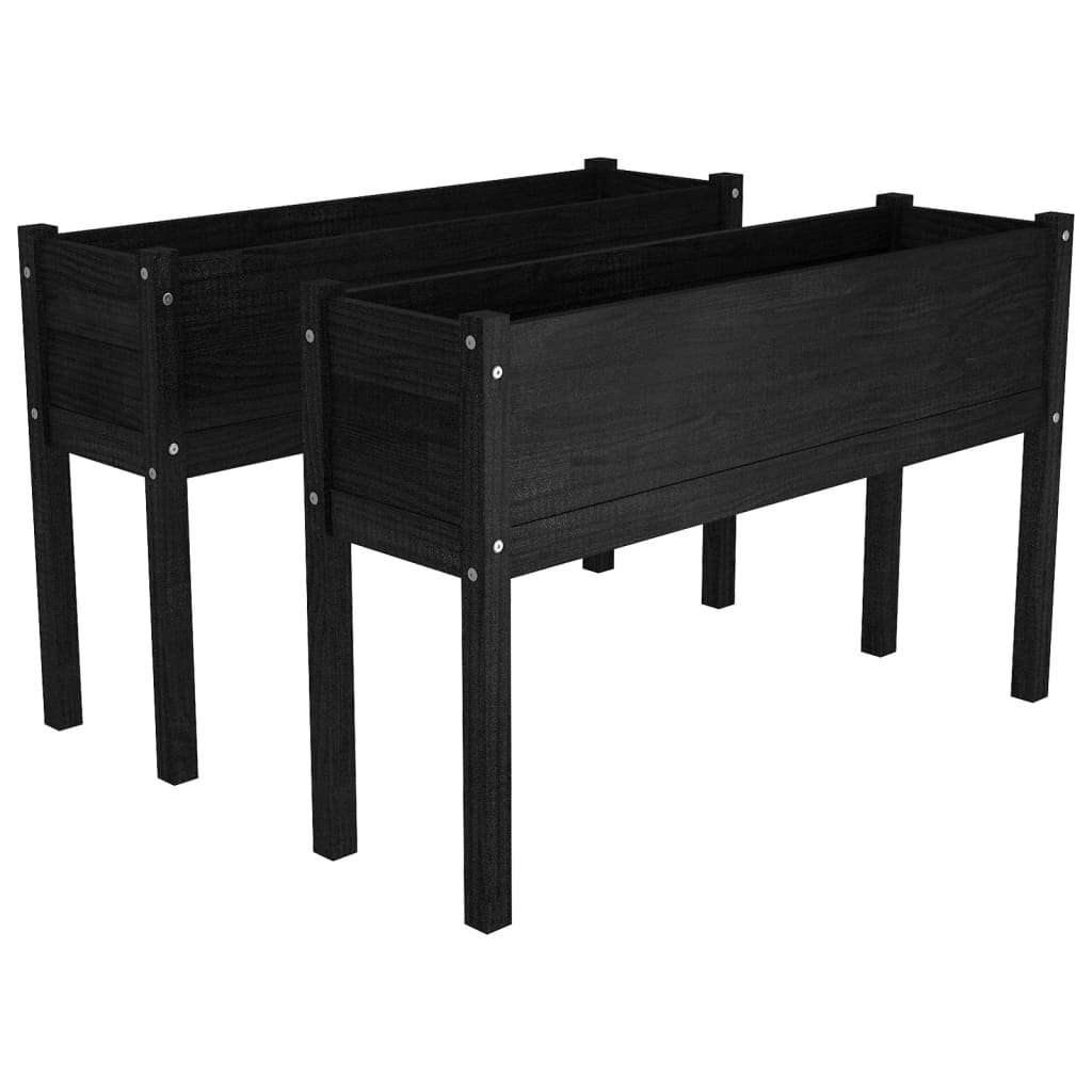 vidaXL Planter Outdoor Raised Garden Bed Flower Box with Legs Solid Wood Pine-28