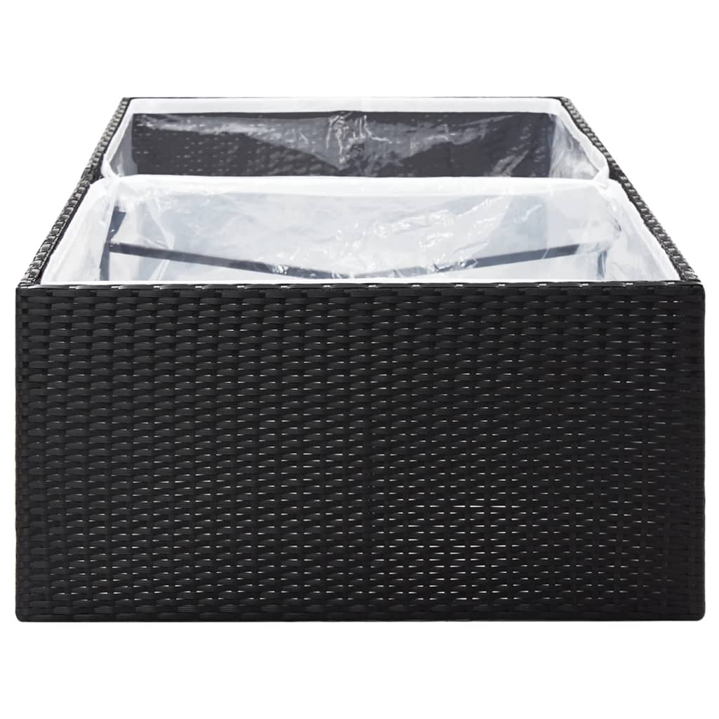 vidaXL Garden Planter Black 61.8"x31.5"x31.5" Poly Rattan-14