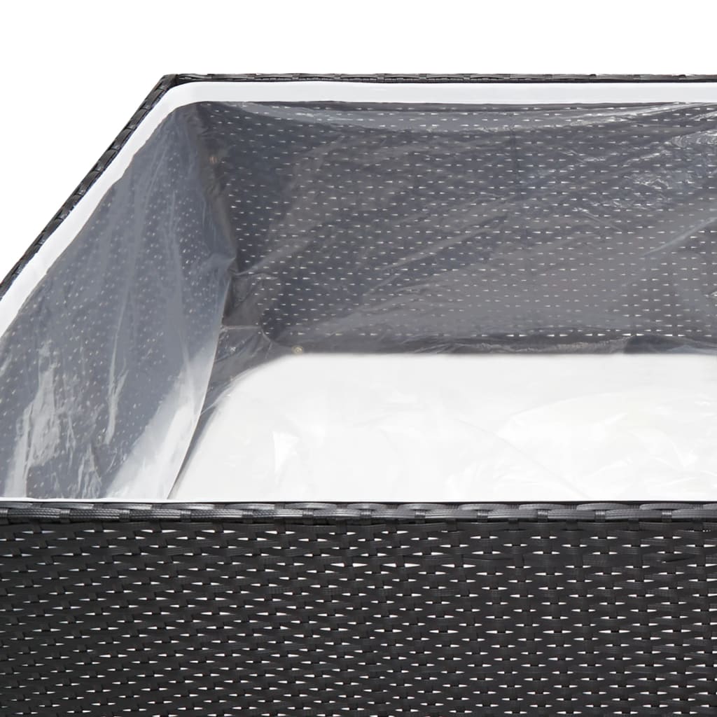 vidaXL Garden Planter Black 61.8"x31.5"x31.5" Poly Rattan-15