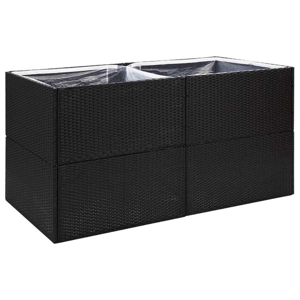 vidaXL Garden Planter Black 61.8"x31.5"x31.5" Poly Rattan-0