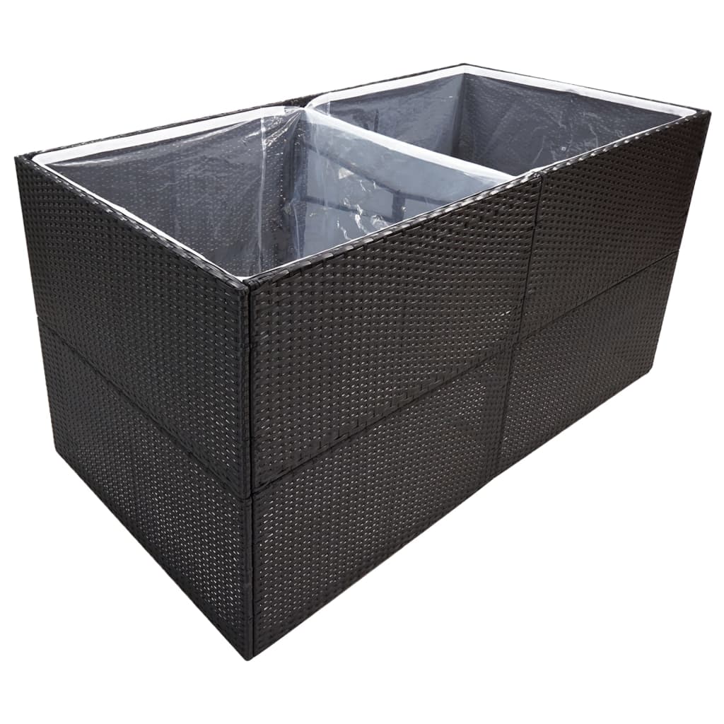 vidaXL Garden Planter Black 61.8"x31.5"x31.5" Poly Rattan-4