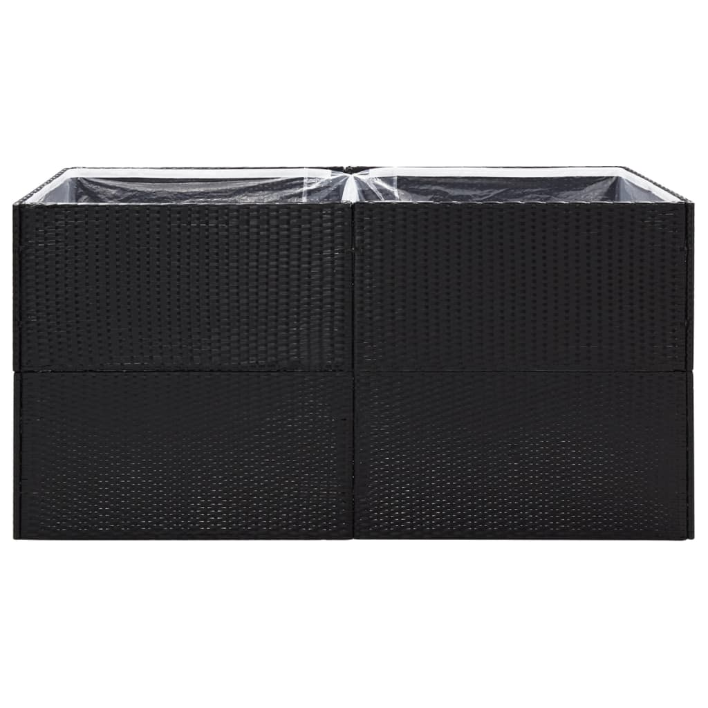 vidaXL Garden Planter Black 61.8"x31.5"x31.5" Poly Rattan-5