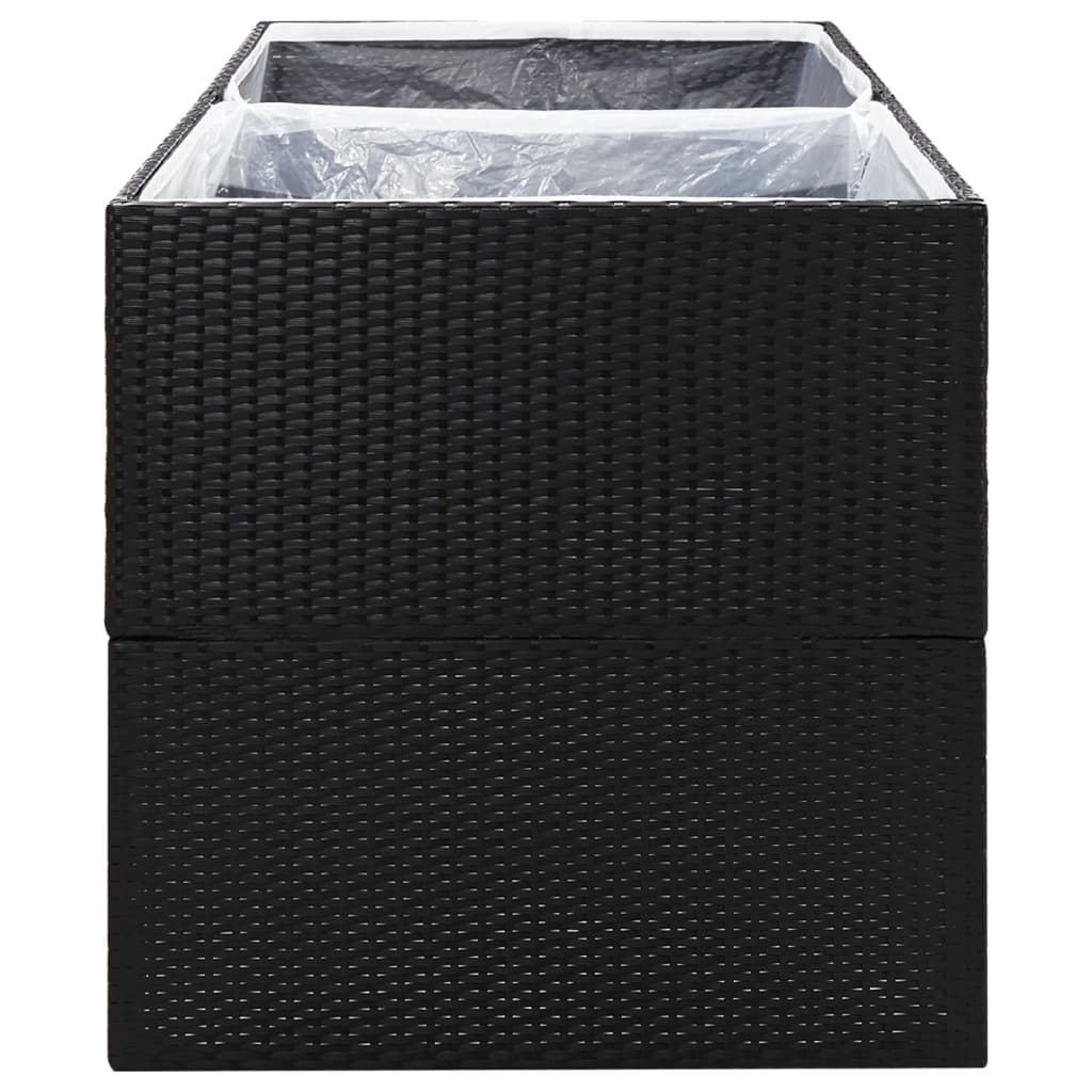 vidaXL Garden Planter Black 61.8"x31.5"x31.5" Poly Rattan-6
