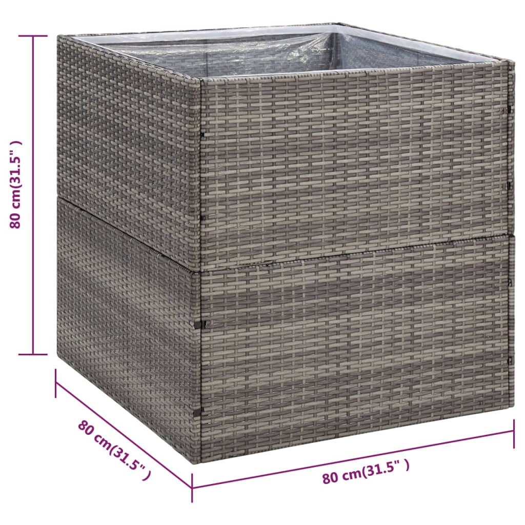 vidaXL Garden Planter Black 61.8"x31.5"x31.5" Poly Rattan-36