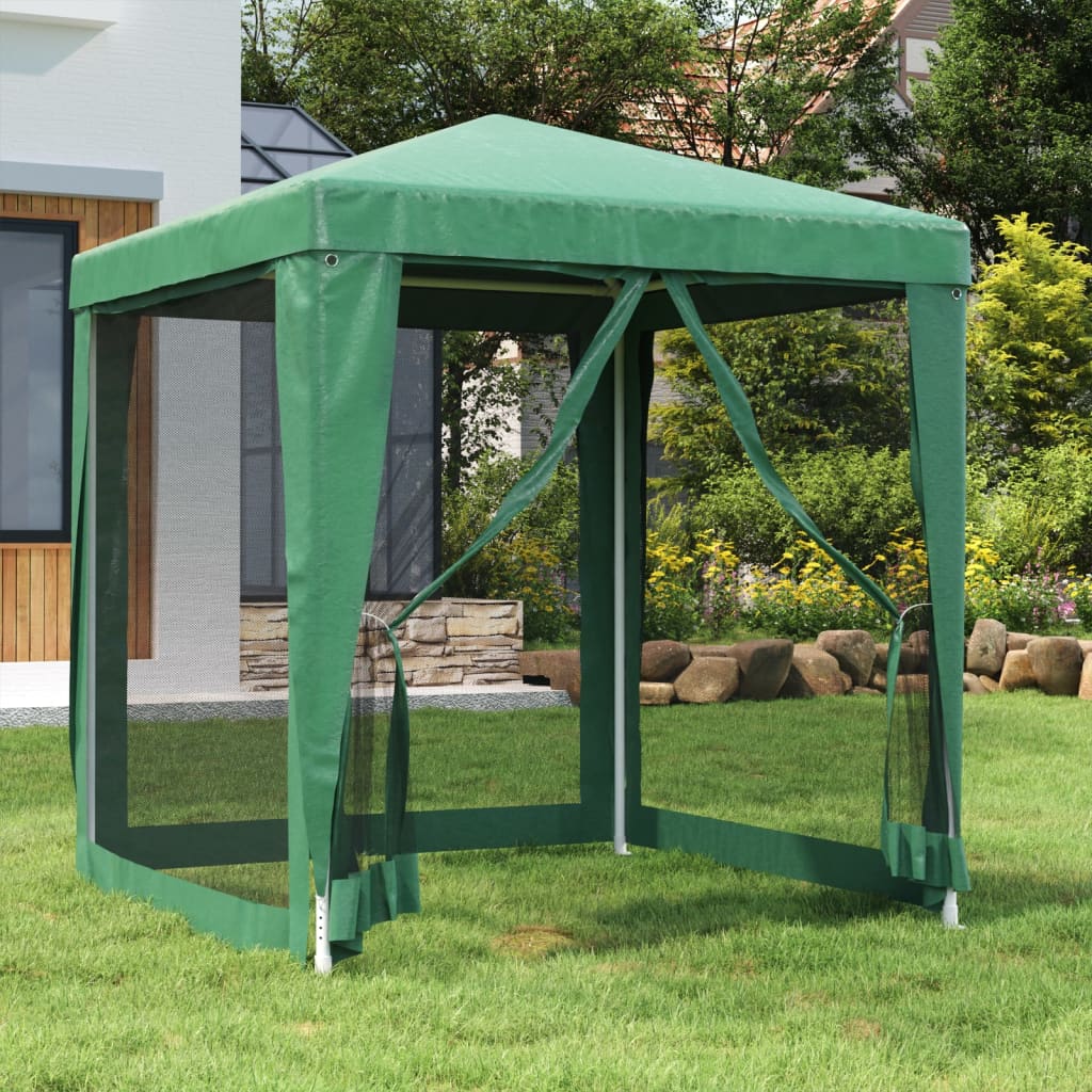 vidaXL Party Tent with 4 Mesh Sidewalls White Pavilion Marquee Multi Sizes-66