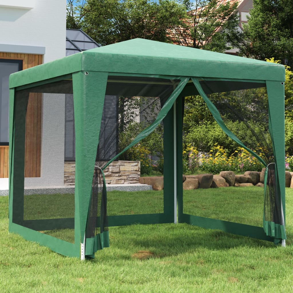 vidaXL Party Tent with 4 Mesh Sidewalls White Pavilion Marquee Multi Sizes-10