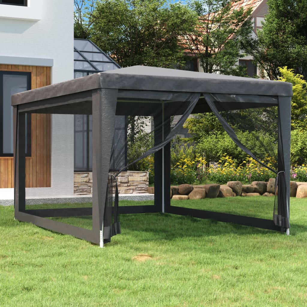 vidaXL Party Tent with 4 Mesh Sidewalls White Pavilion Marquee Multi Sizes-52