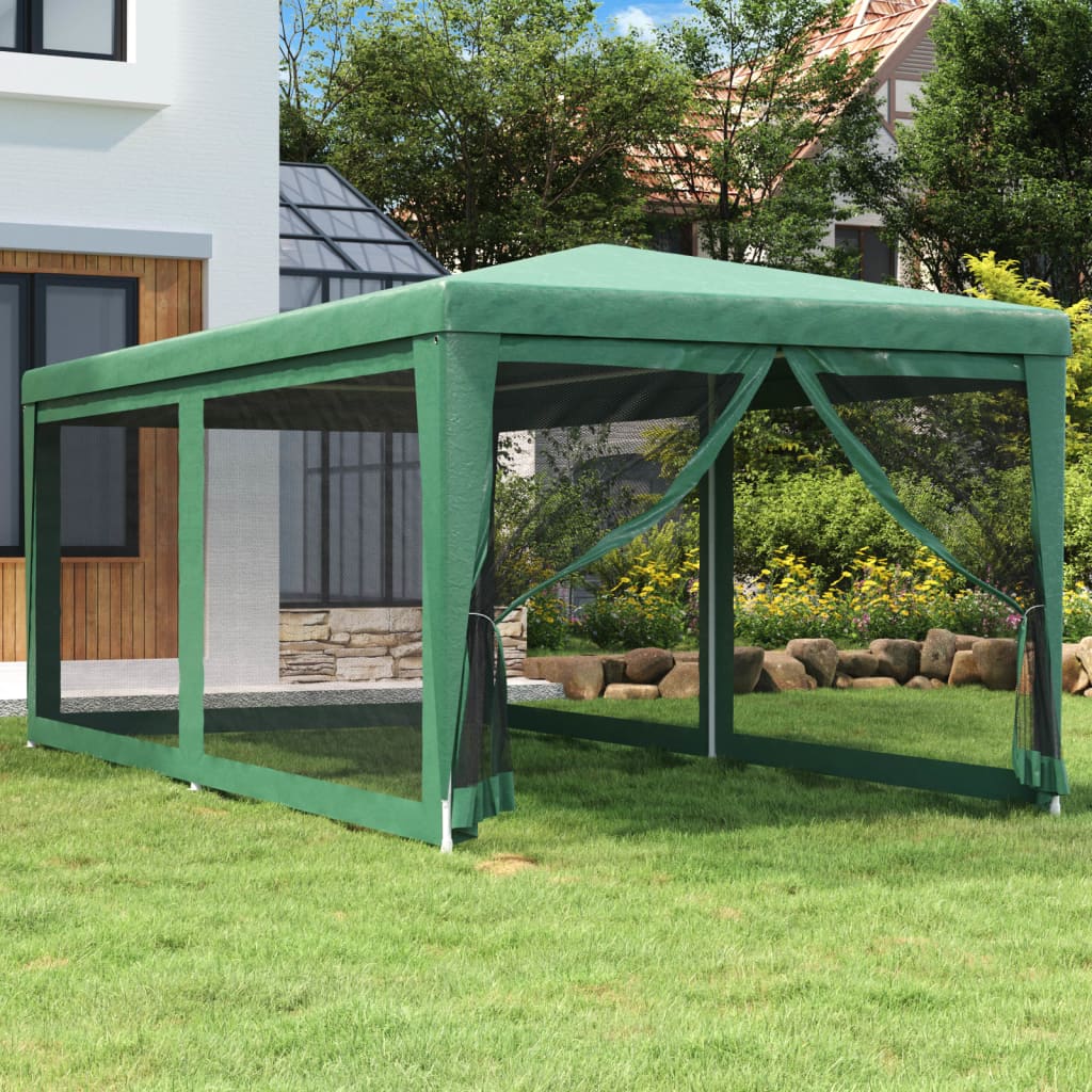 vidaXL Party Tent with 4 Mesh Sidewalls White Pavilion Marquee Multi Sizes-67