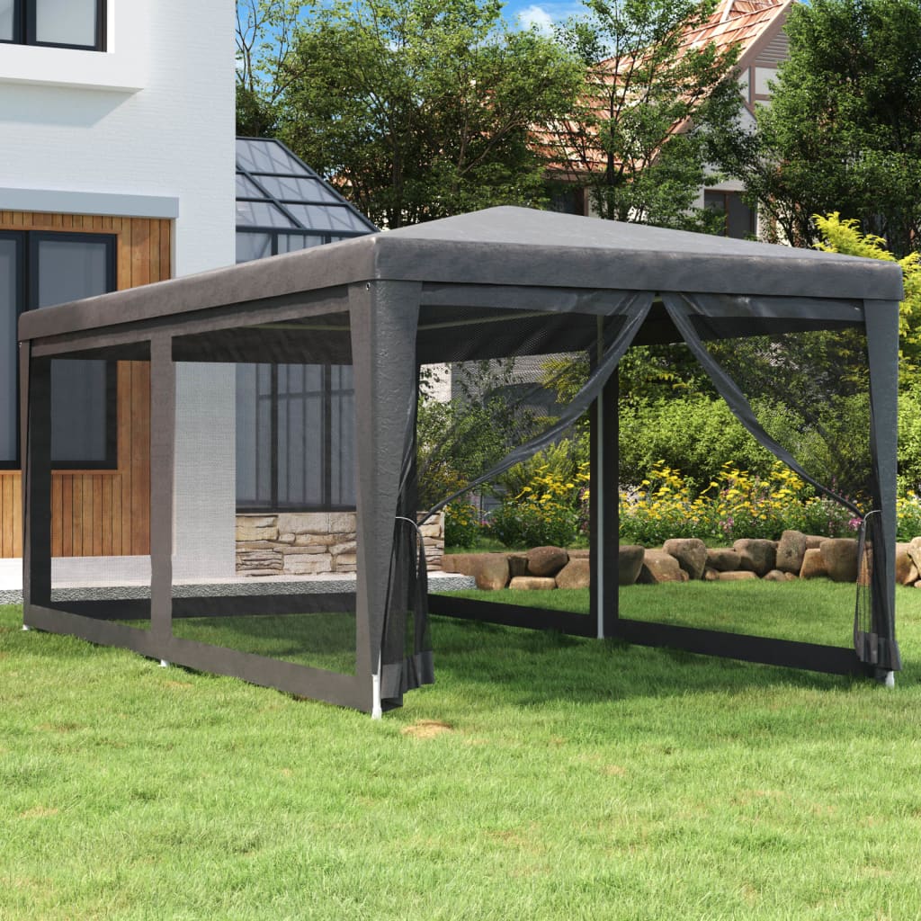 vidaXL Party Tent with 4 Mesh Sidewalls White Pavilion Marquee Multi Sizes-51