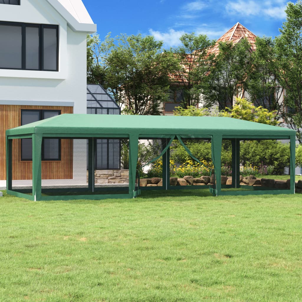 vidaXL Party Tent with 4 Mesh Sidewalls White Pavilion Marquee Multi Sizes-69