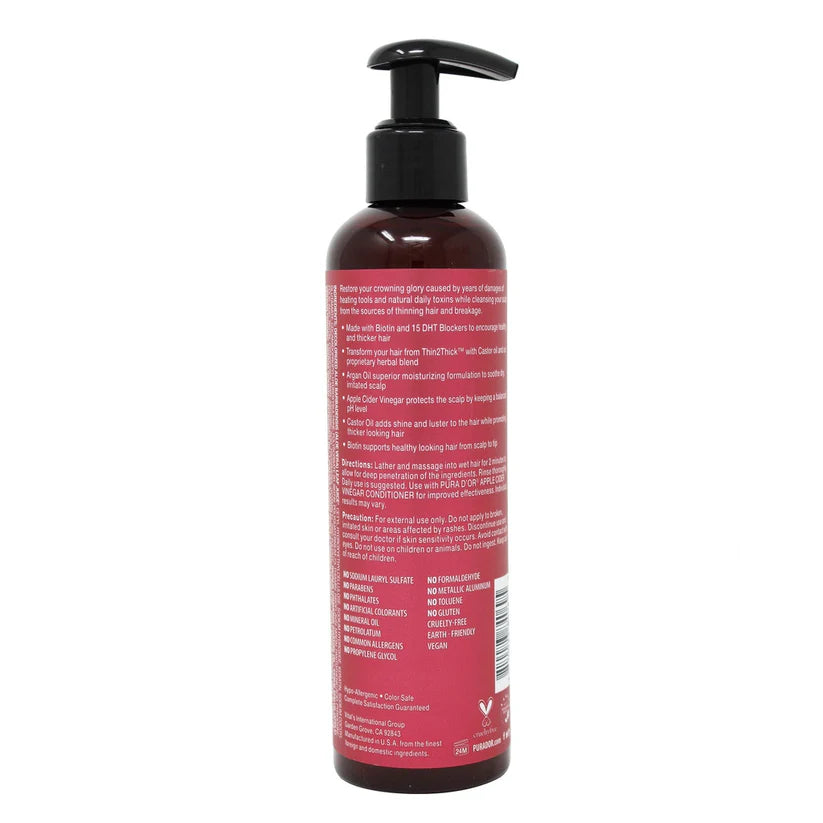 Pura d'or Apple Cider Vinegar Thin2Thick Shampoo( 1 X 8 OZ )