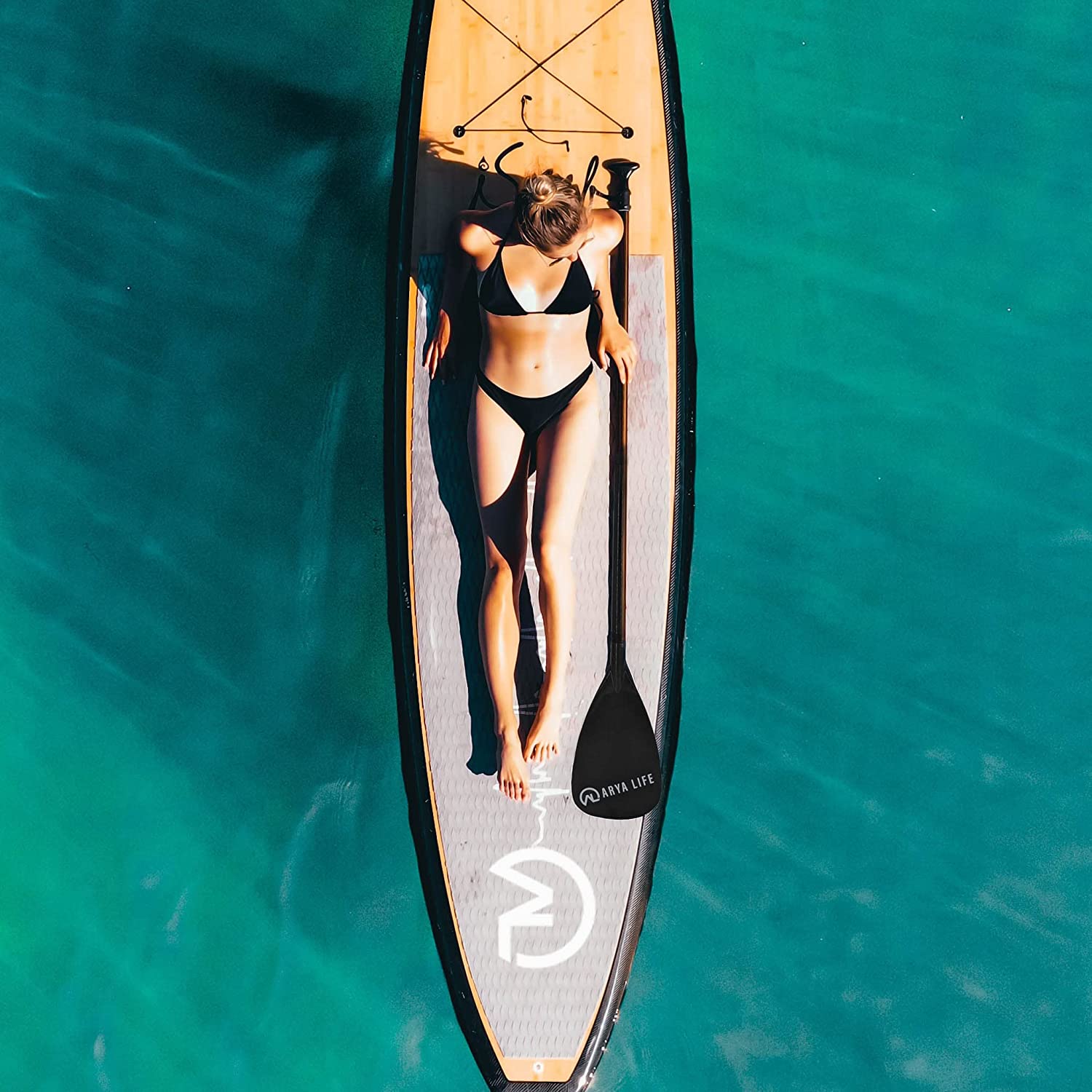 Arya Life 3 Piece Stand Up Paddle Board Paddle, SUP Paddle with Fiberglass Blade, Adjustable Carbon Fiber Shaft, 70-86 Inches, Black-7