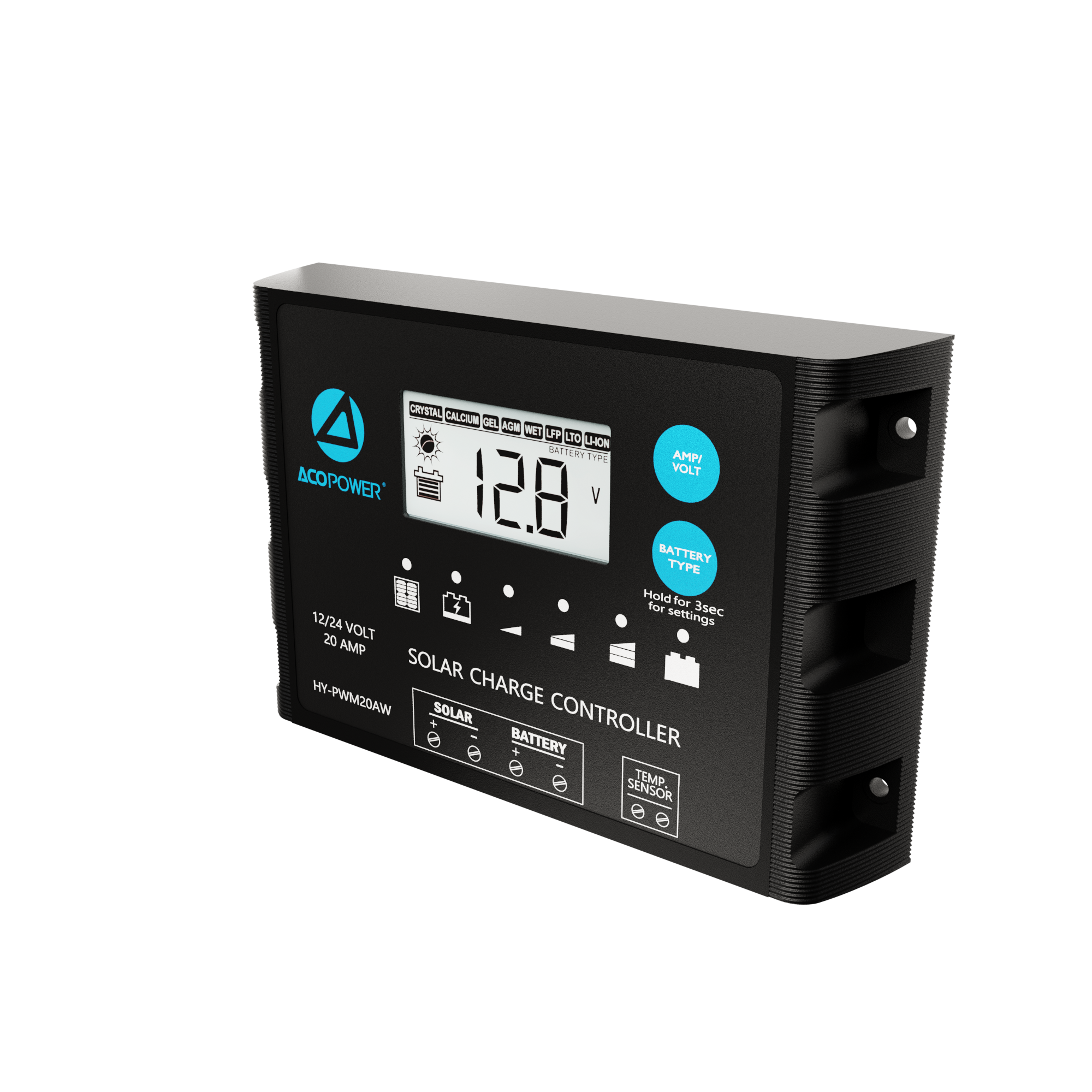 ACOPOWER 20A ProteusX Waterproof PWM Solar Charge Controller Compatible With 8 Battery Types-8