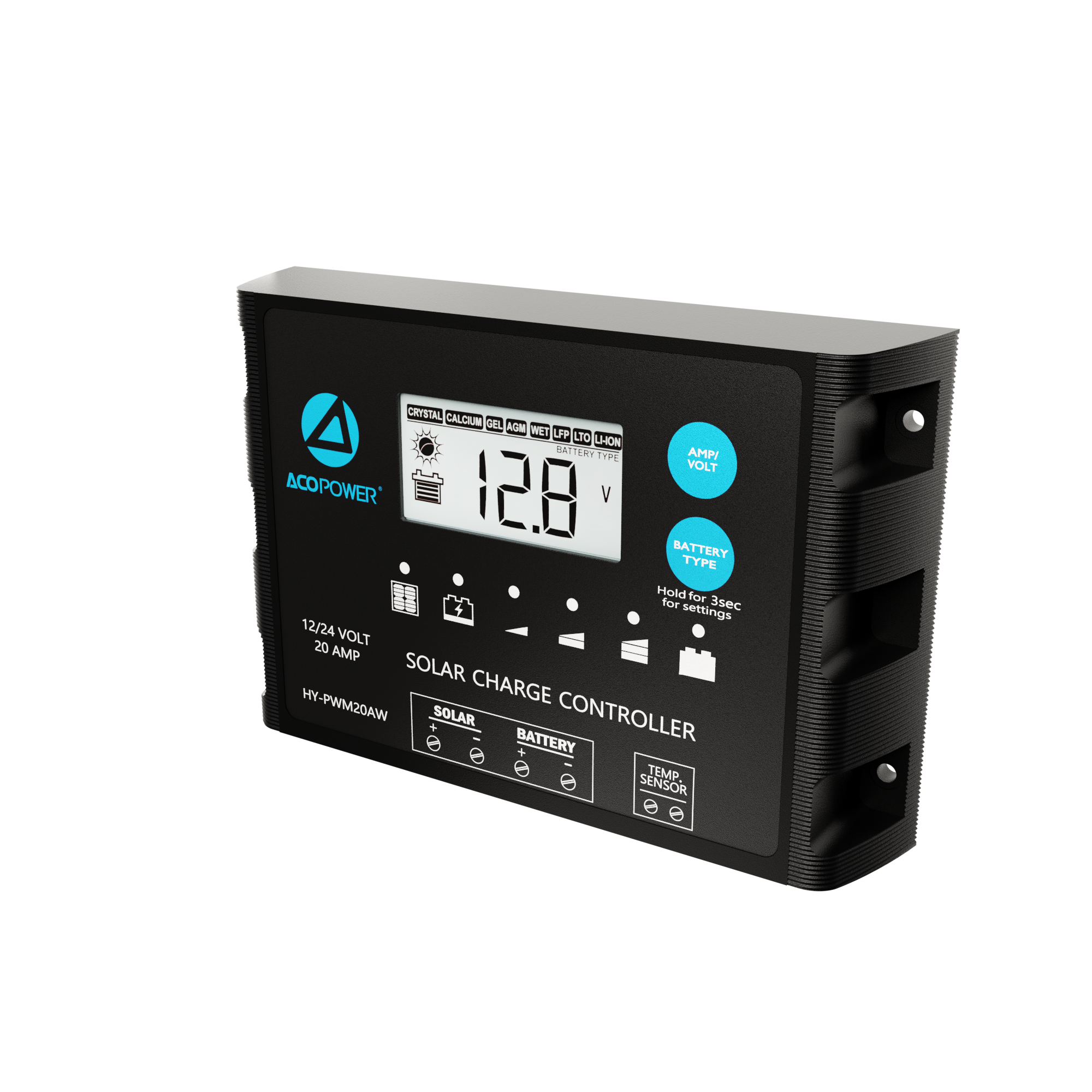ACOPOWER 20A ProteusX Waterproof PWM Solar Charge Controller Compatible With 8 Battery Types-9