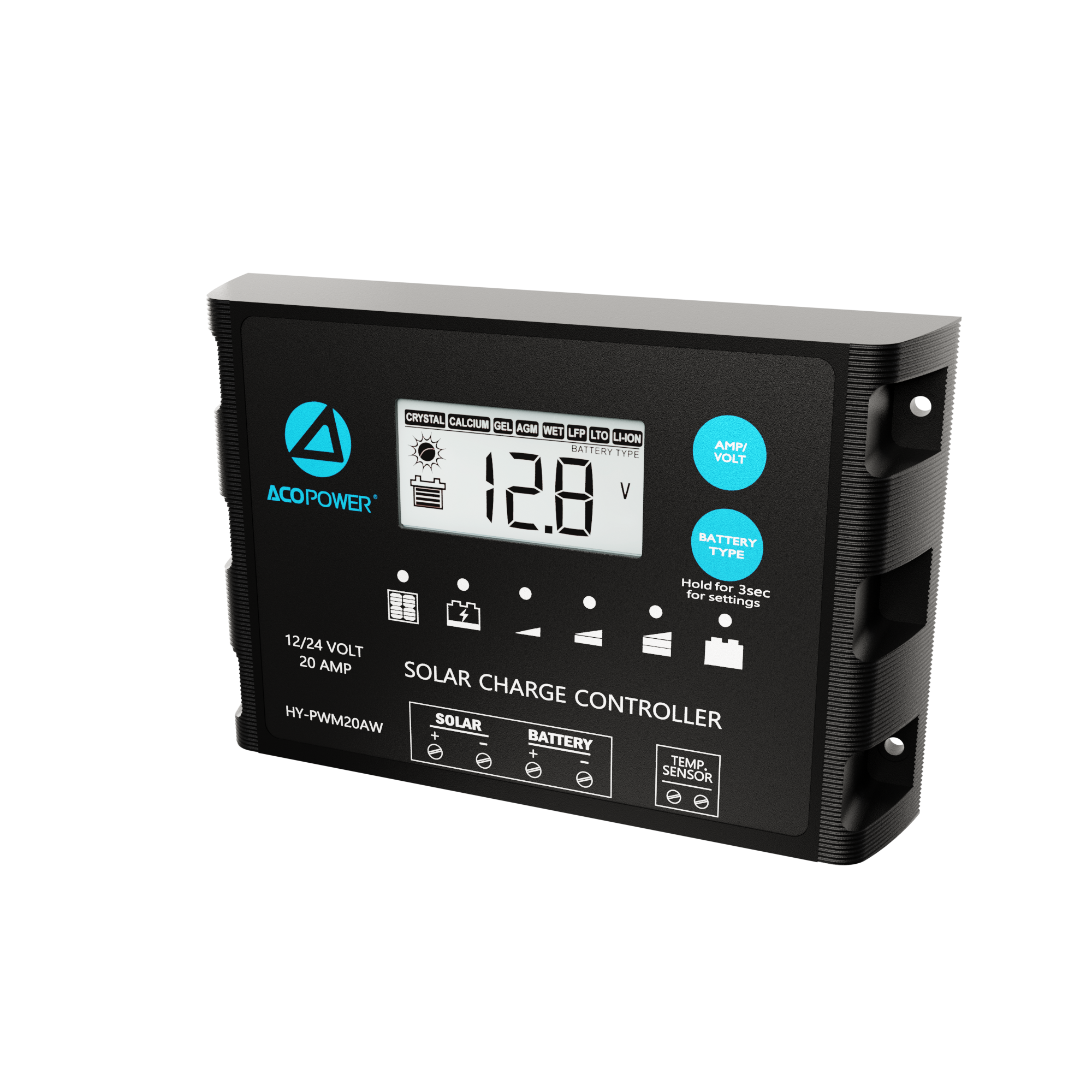 ACOPOWER 20A ProteusX Waterproof PWM Solar Charge Controller Compatible With 8 Battery Types-11