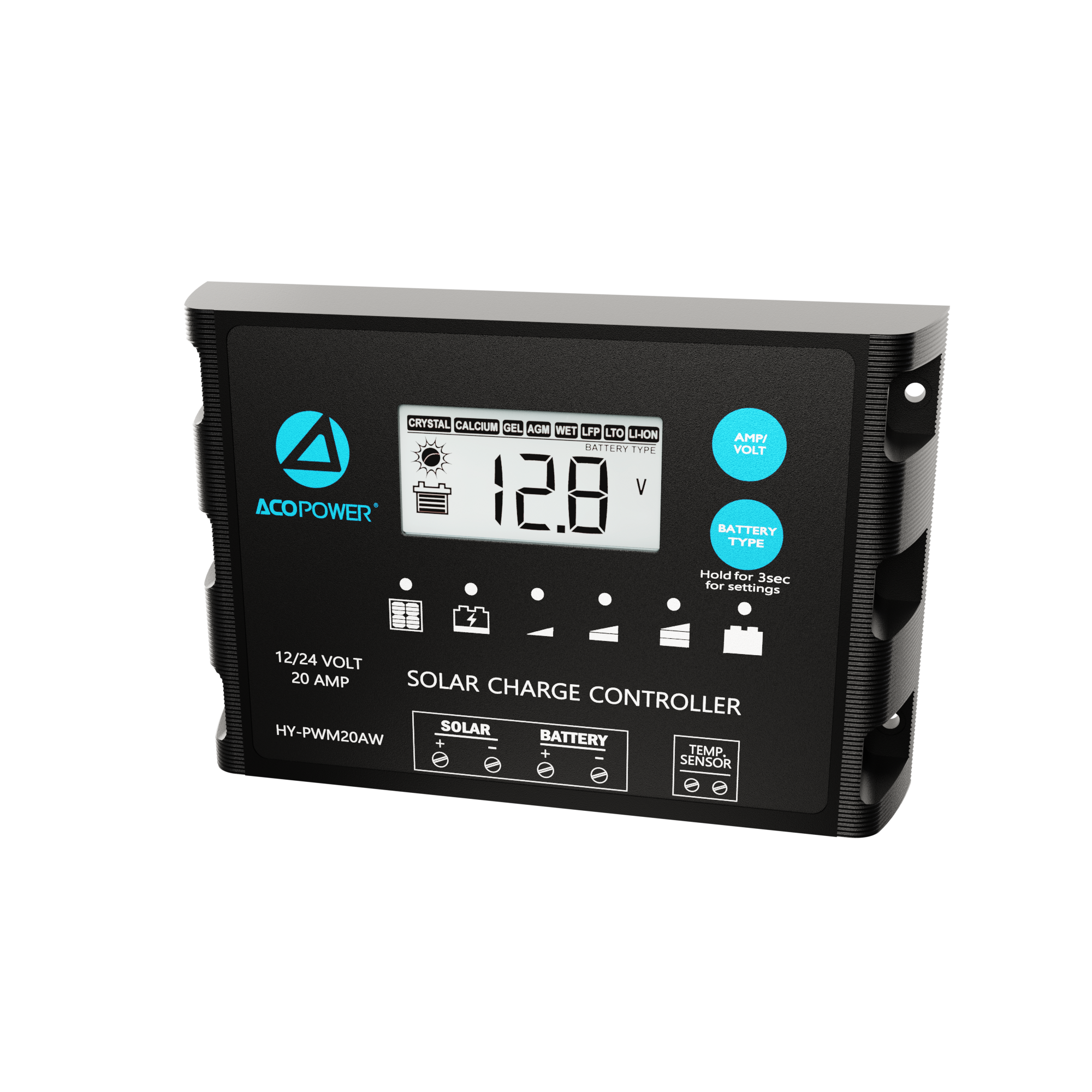 ACOPOWER 20A ProteusX Waterproof PWM Solar Charge Controller Compatible With 8 Battery Types-13