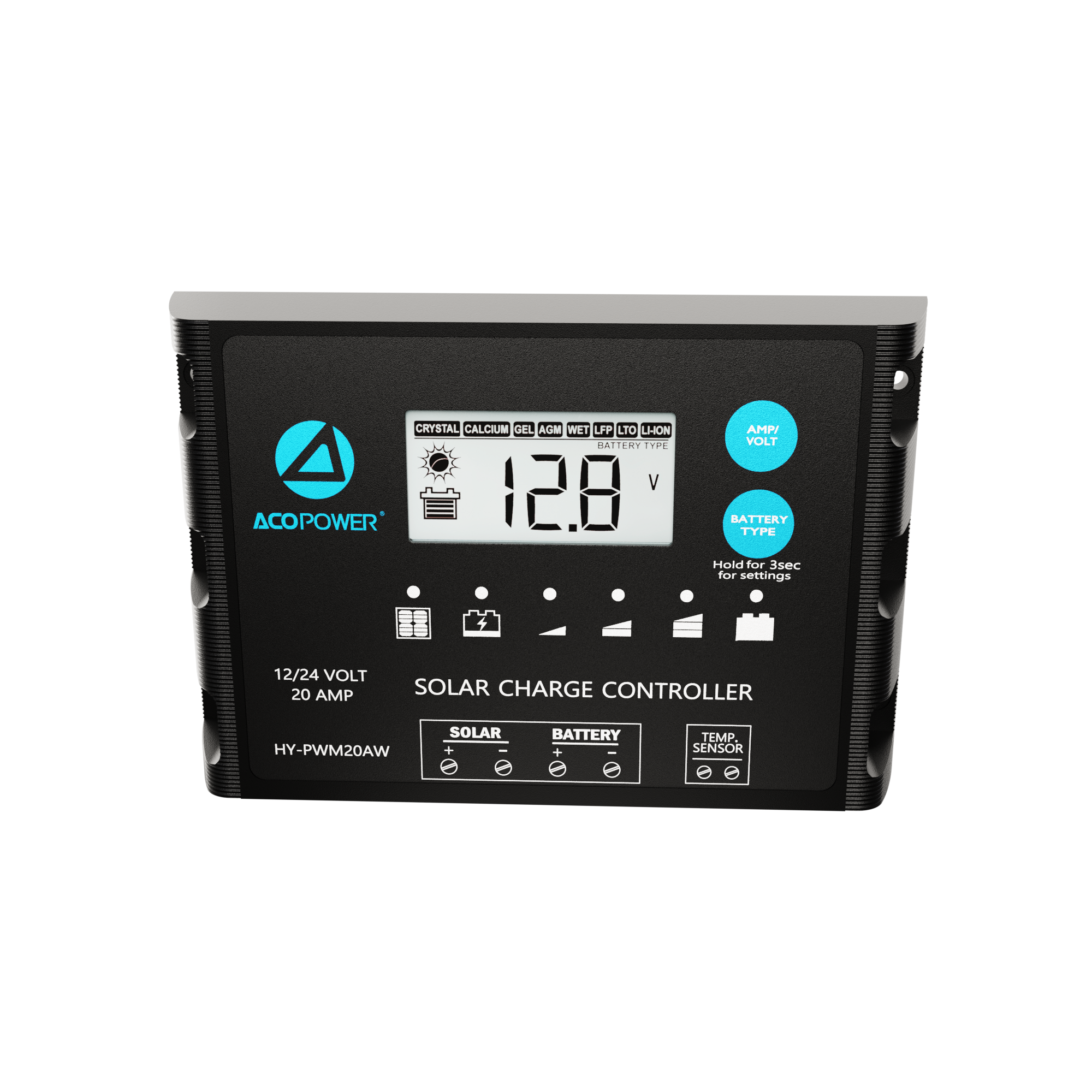 ACOPOWER 20A ProteusX Waterproof PWM Solar Charge Controller Compatible With 8 Battery Types-15