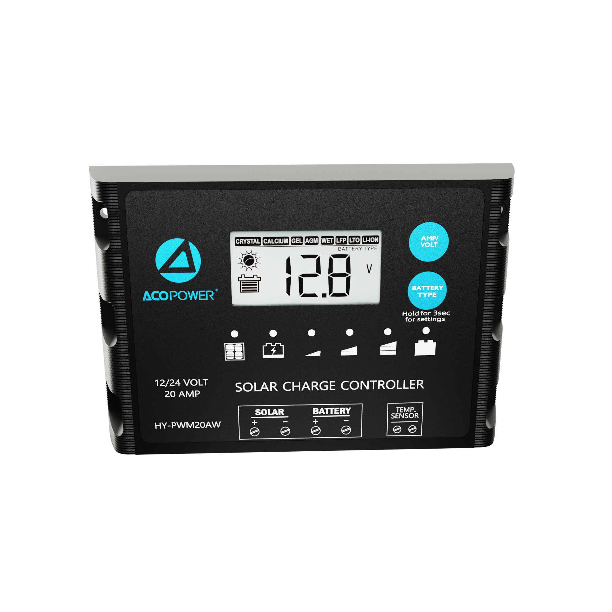 ACOPOWER 20A ProteusX Waterproof PWM Solar Charge Controller Compatible With 8 Battery Types-16