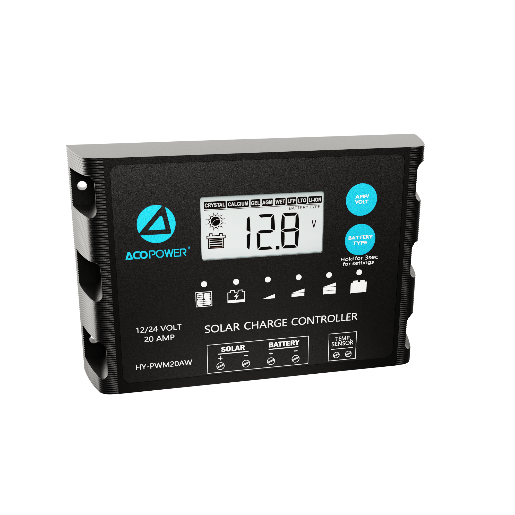 ACOPOWER 20A ProteusX Waterproof PWM Solar Charge Controller Compatible With 8 Battery Types-18