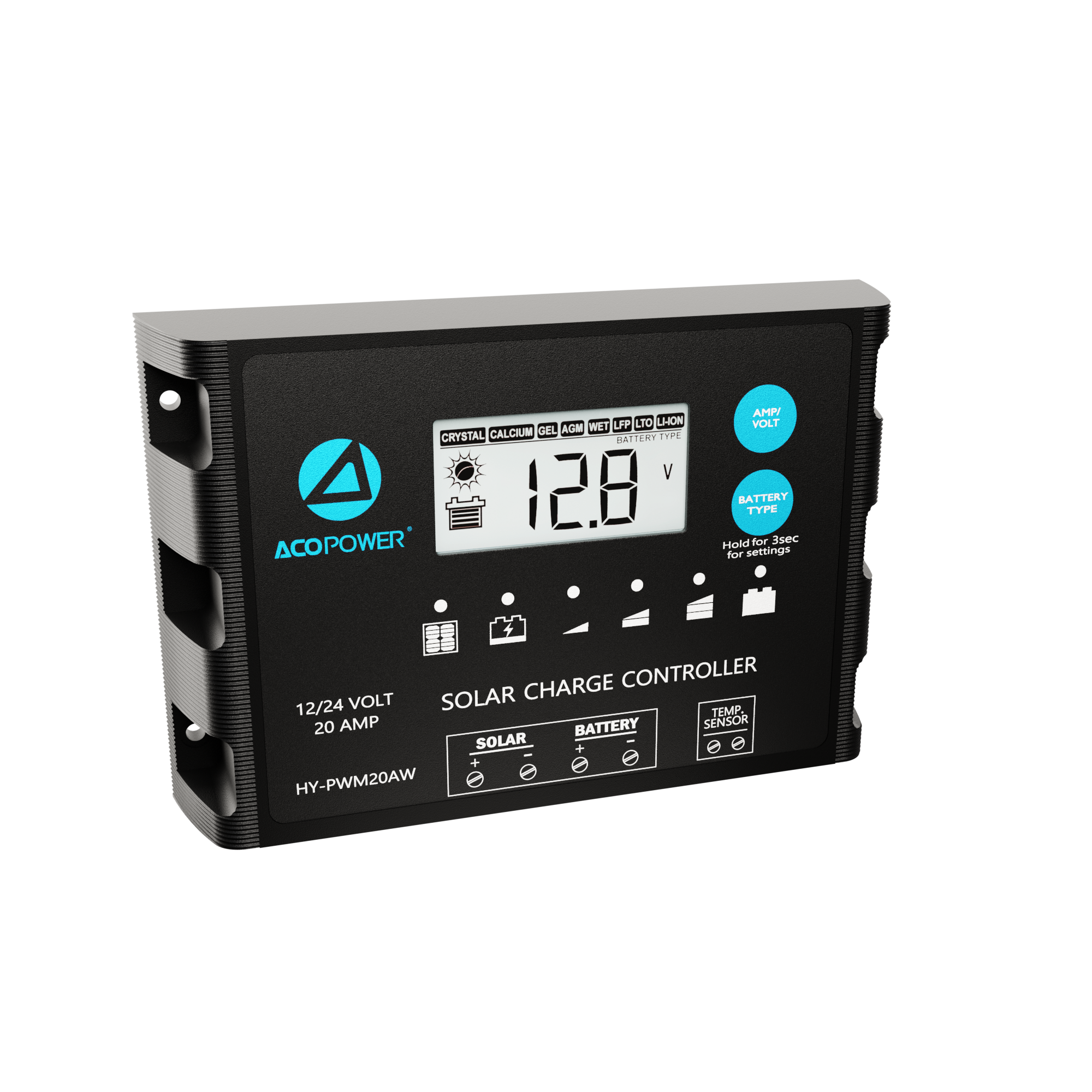 ACOPOWER 20A ProteusX Waterproof PWM Solar Charge Controller Compatible With 8 Battery Types-19
