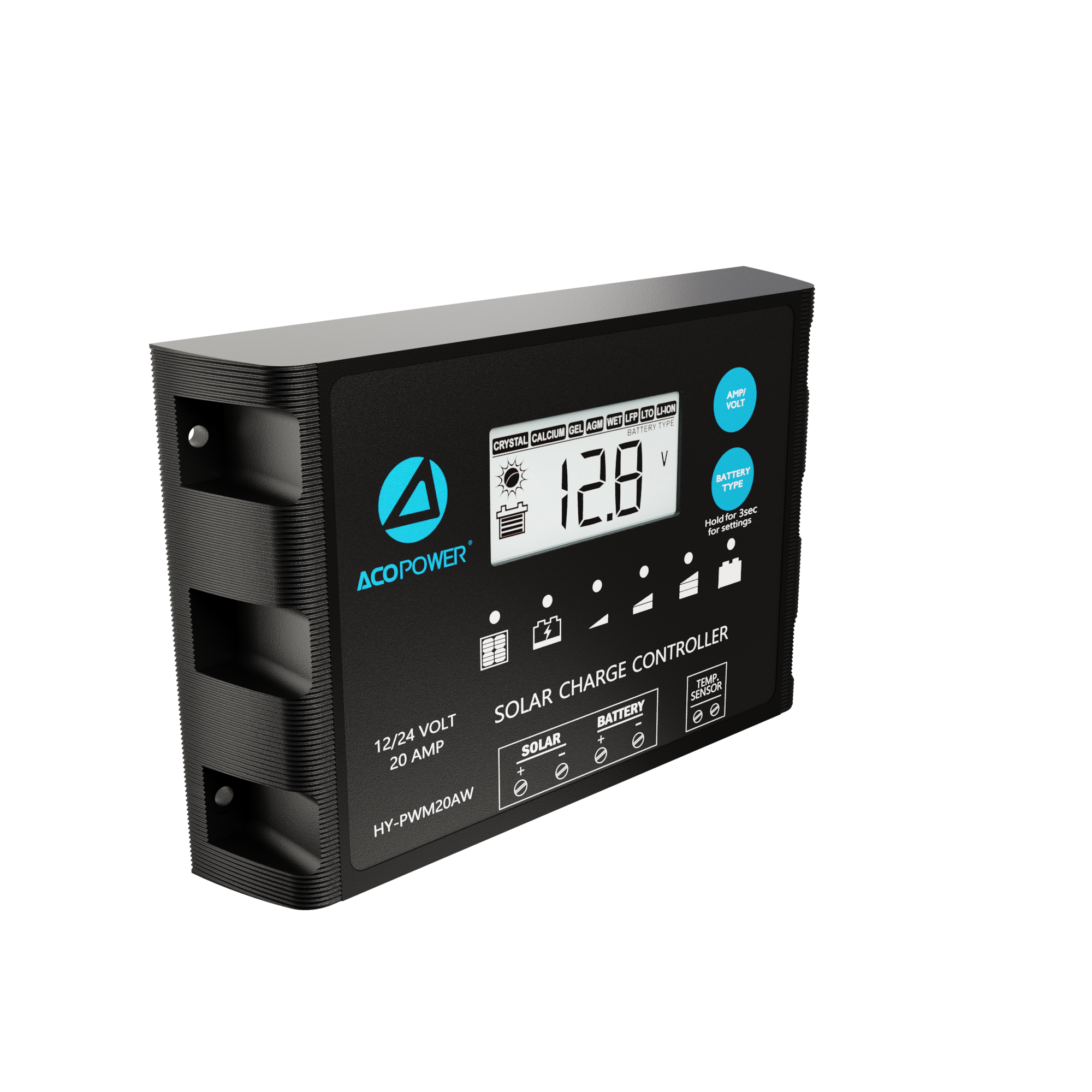 ACOPOWER 20A ProteusX Waterproof PWM Solar Charge Controller Compatible With 8 Battery Types-24