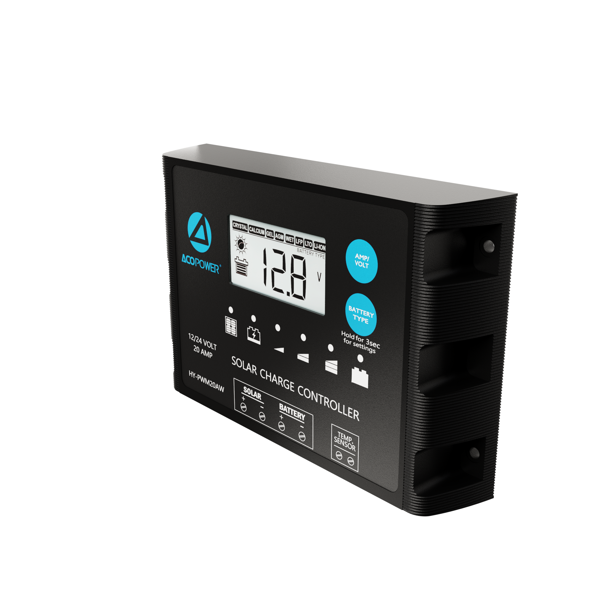 ACOPOWER 20A ProteusX Waterproof PWM Solar Charge Controller Compatible With 8 Battery Types-78