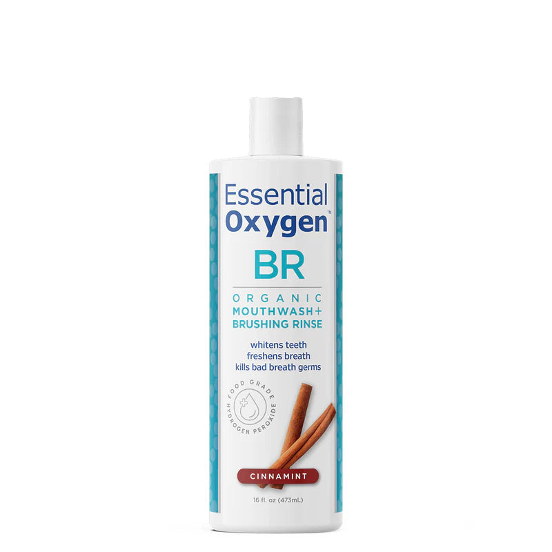 Essential Oxygen BR Organic Mouthwash + Brushing Rinse Cinnamint 16 OZ