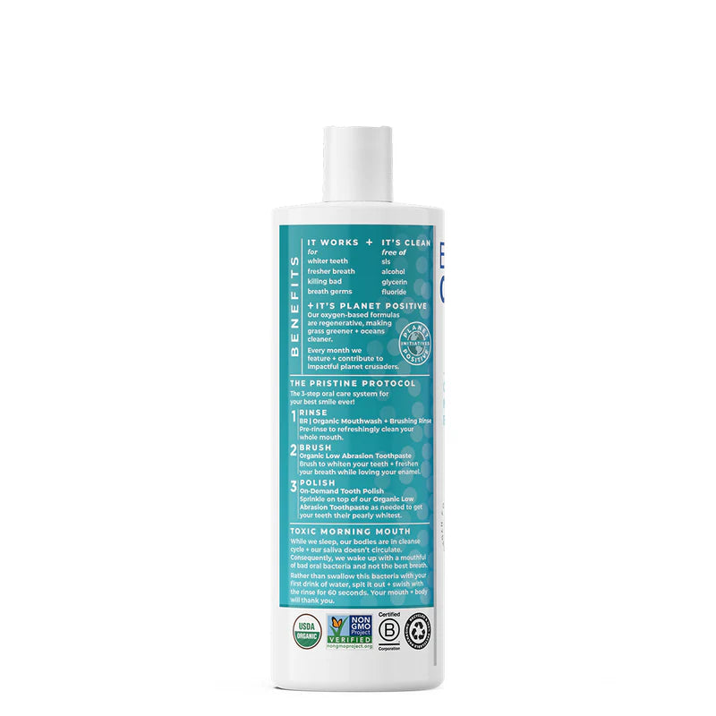 Essential Oxygen BR Organic Mouthwash + Brushing Rinse Cinnamint 16 OZ