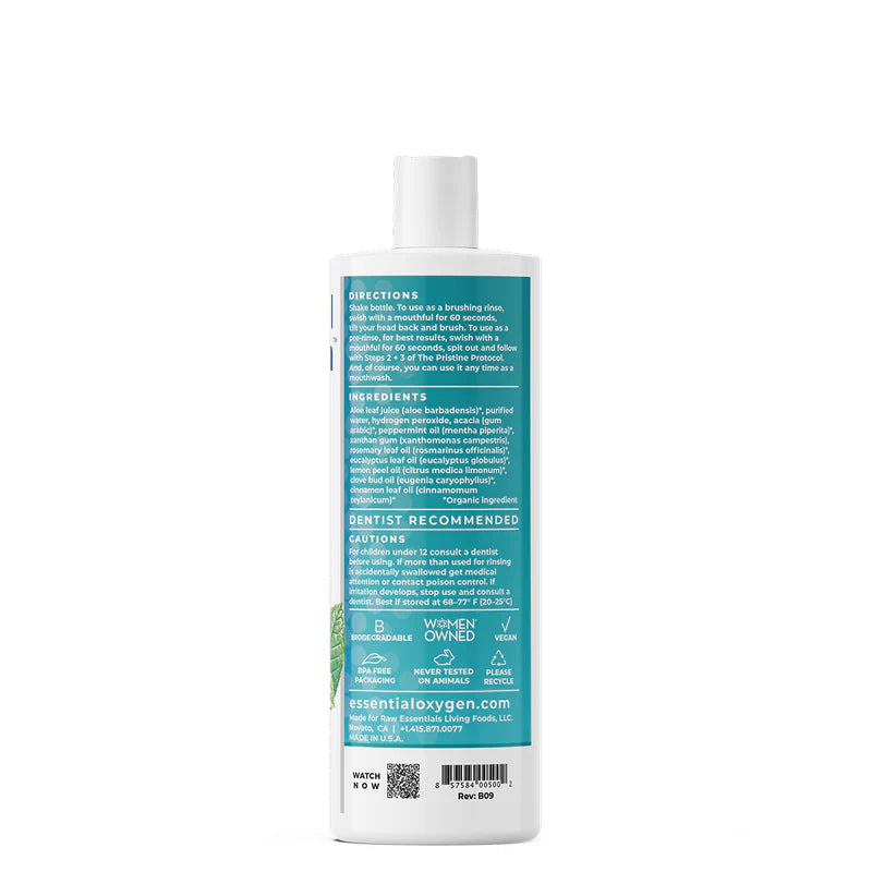 Essential Oxygen BR Organic Mouthwash + Brushing Rinse Peppermint 16 OZ