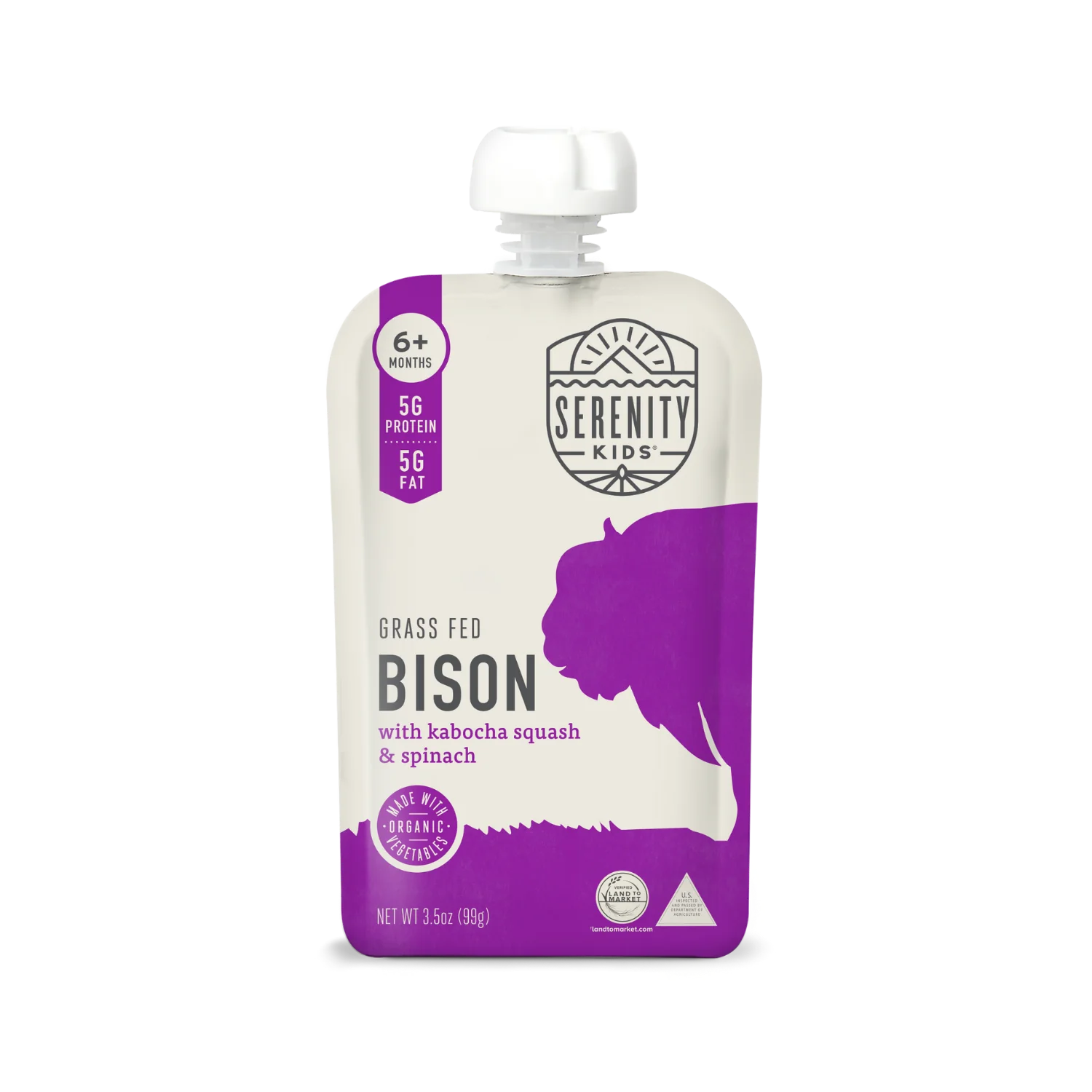 Serenity Kids Grass Fed Bison with Organic Kabocha Squash & Spinach