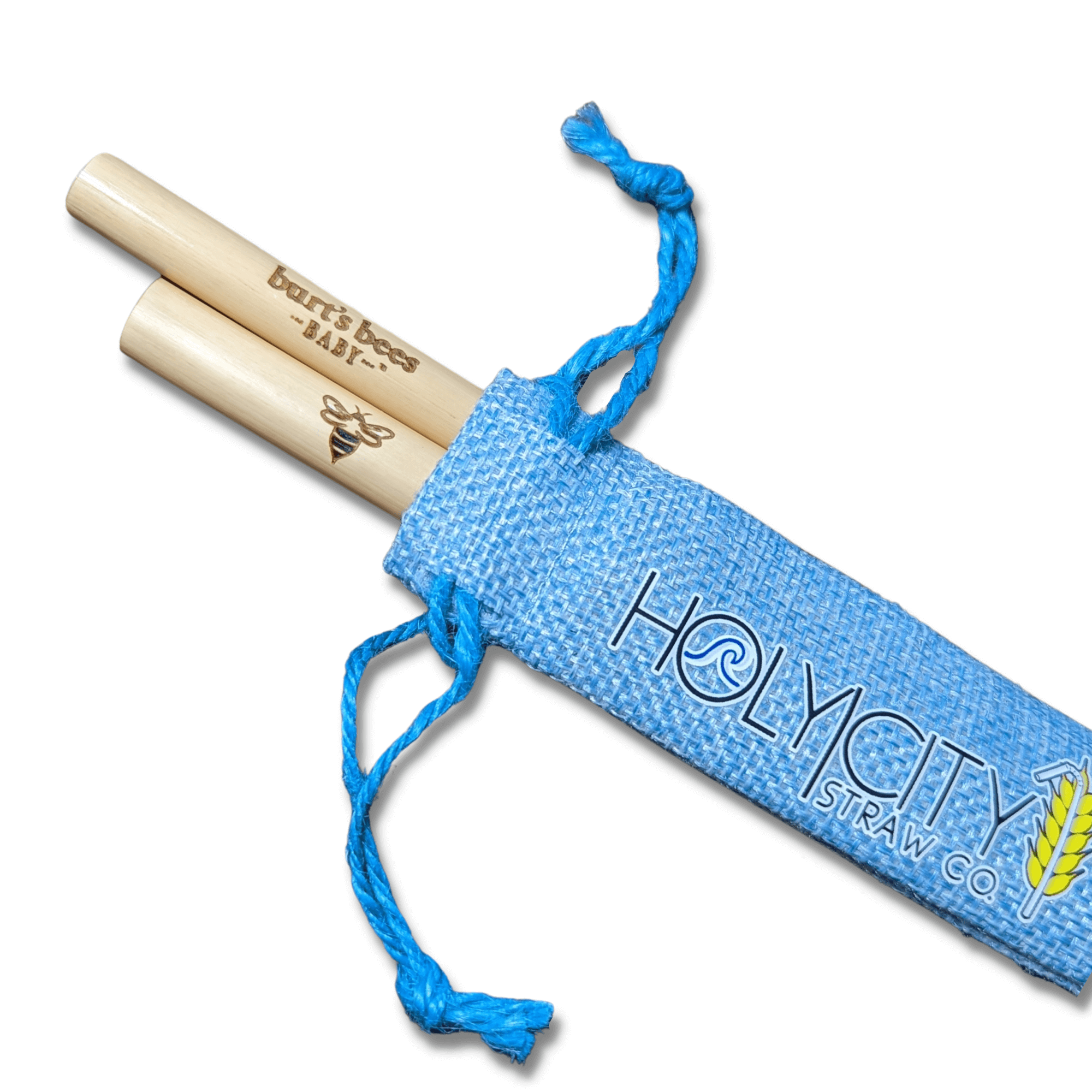 Customizable Two Straw/ Holy City Branded Jute Pouch Combo-1
