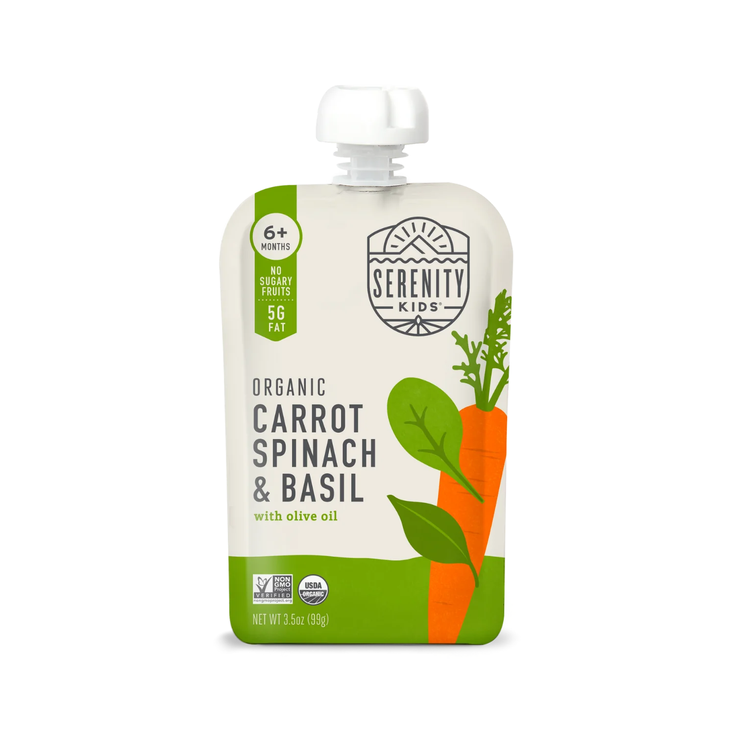 Serenity Kids Organic Carrot Spinach & Basil with Organic Olive Oil