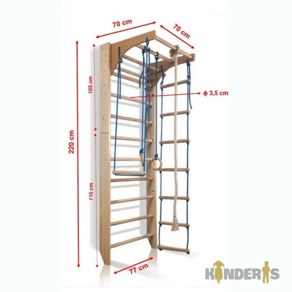 Gymnastics wall with adjustable crossbar - "KOMBI 220x80 cm"-2