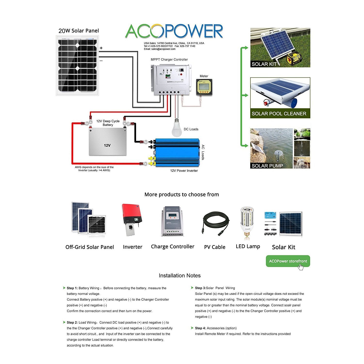 ACOPower 20 Watt Mono Solar Panel for 12 V Battery Charging, Off Grid-8