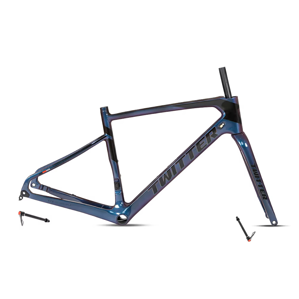 TWITTER GRAVEL Disc Carbon Road Frame Set – T800, 700C, Gravel, Full Holographic-0