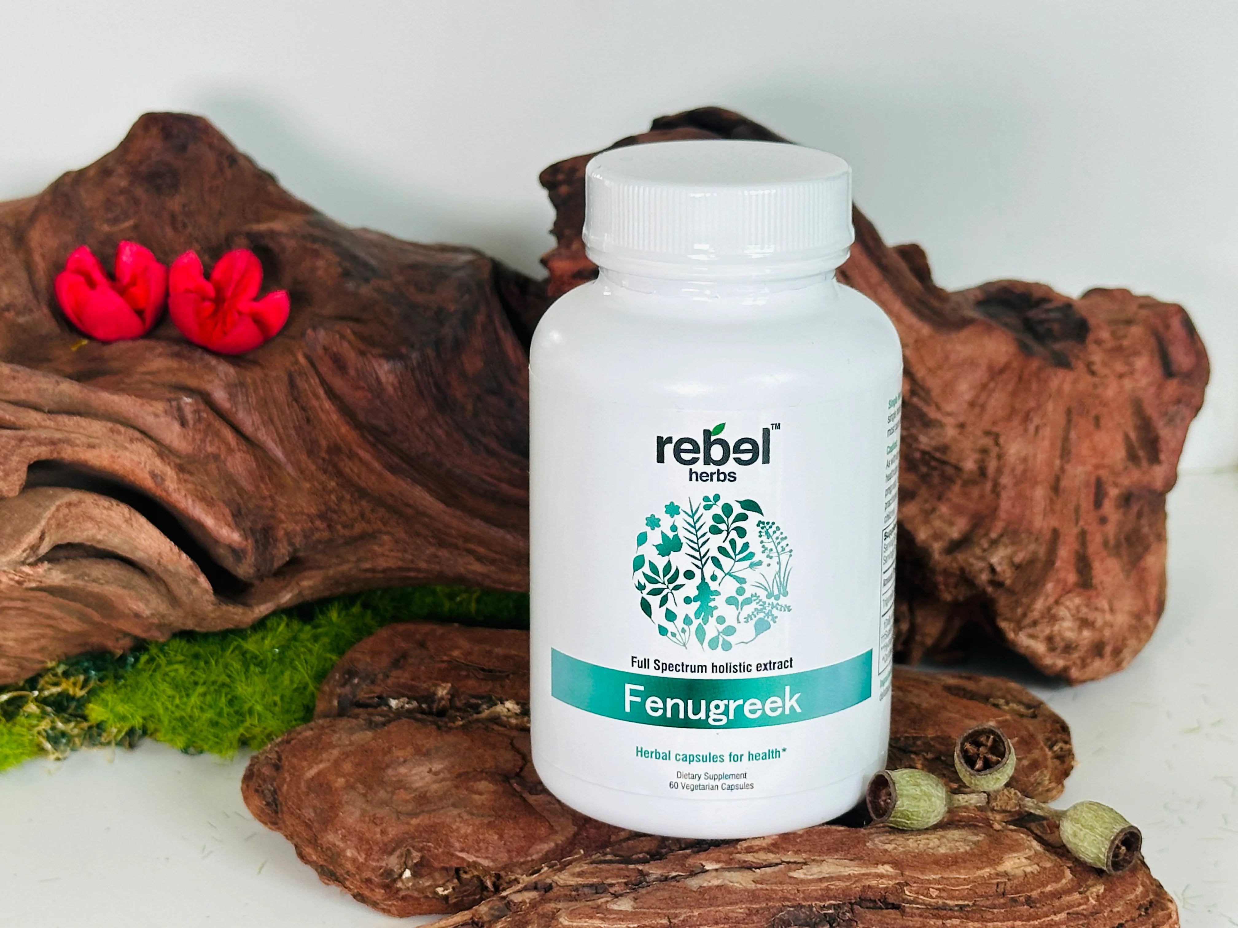 Rebel Herbs Organic Fenugreek Vegetarian Capsules - 60 Count