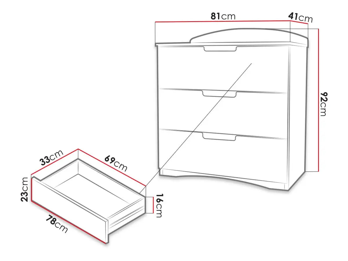 Chest of drawers, children's room furniture "KLASIKA" 80X41 cm-4