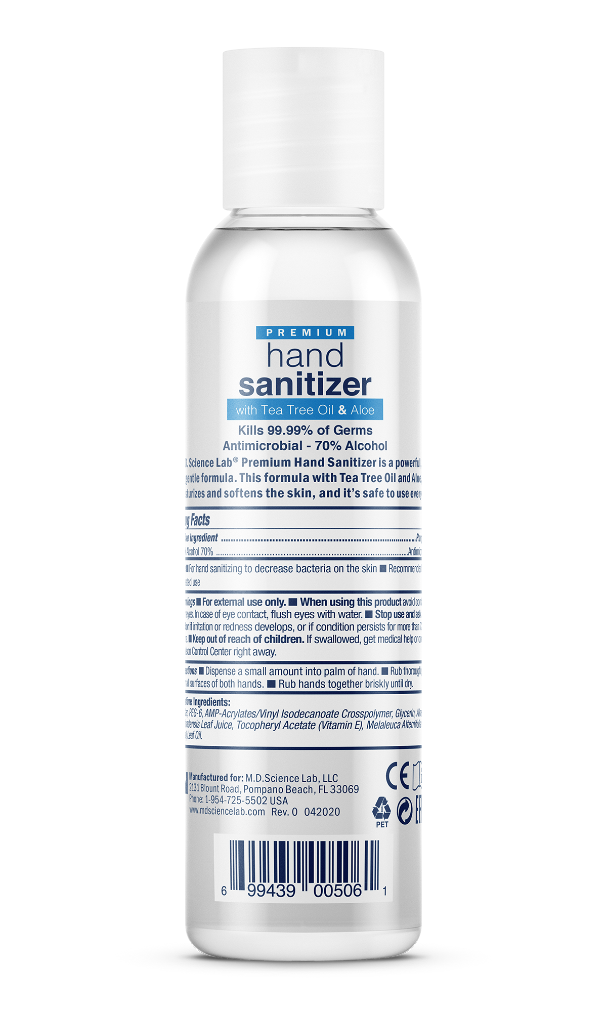 M.D. Science Lab Premium Hand Sanitizer Aloe& Tea Tree Oil ( 1 X 3 OZ )