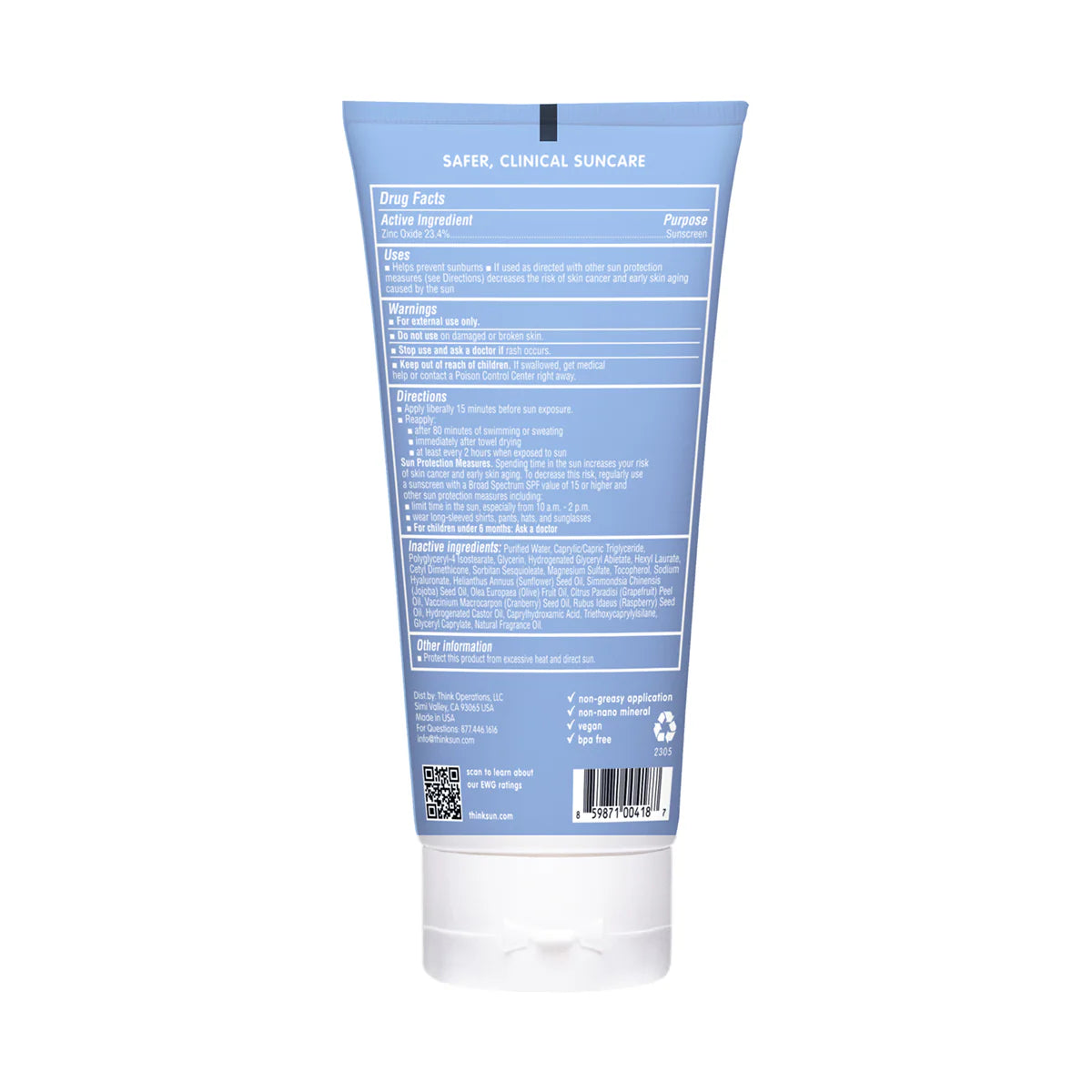 Thinksport Safe Sunscreen SPF 50+ Family Size 6oz