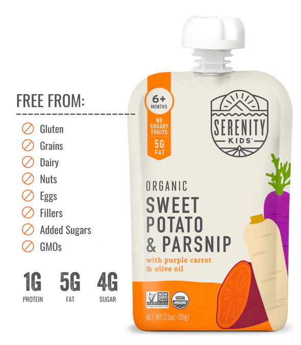 Serenity Kids Organic Sweet Potato Baby Food Pouch with Parsnip