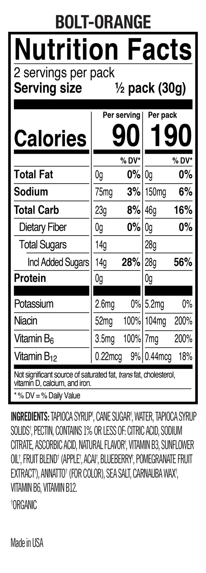BOLT Organic Energy Chews Orange