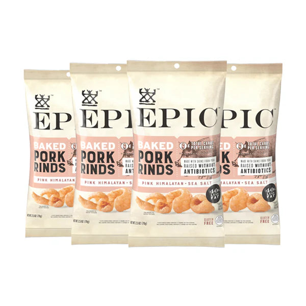Pink Himalayan and Sea Salt Baked Pork Rinds 12 Pack