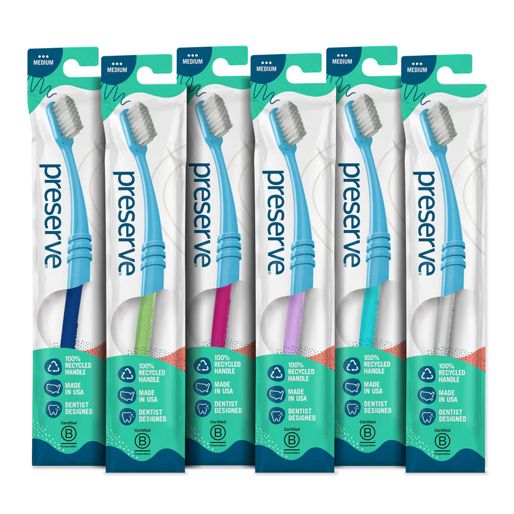 Preserve Medium Toothbrush in Lightweight Pouch | 6-pack