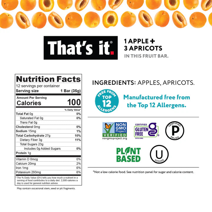 That's It Apple Apricot Fruit Bar (12x1.2 Oz)