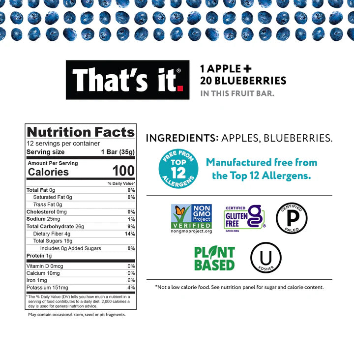 That's It Fruit Bar Apple & Blueberry (12x1.2 OZ)